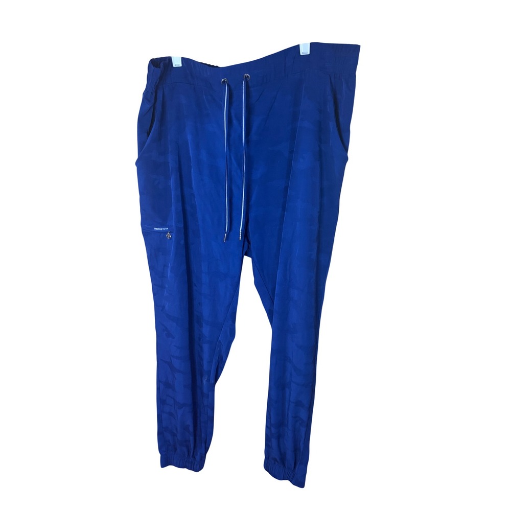 Healing Hands Royal Blue Camo Jacquard Scrub Joggers Plus Size 2X Cargo Pants